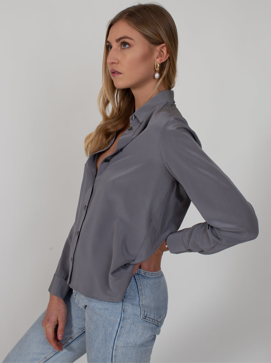 Elna Silk Shirt - Pearl Grey