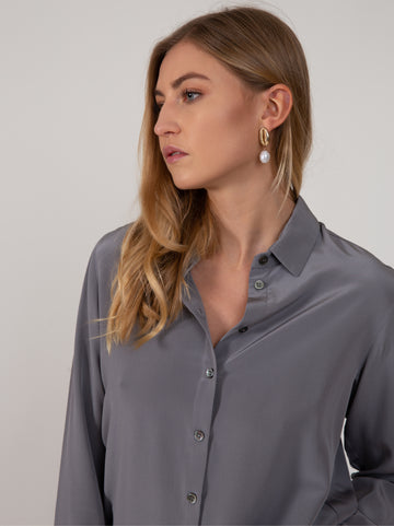 Elna Silk Shirt - Pearl Grey